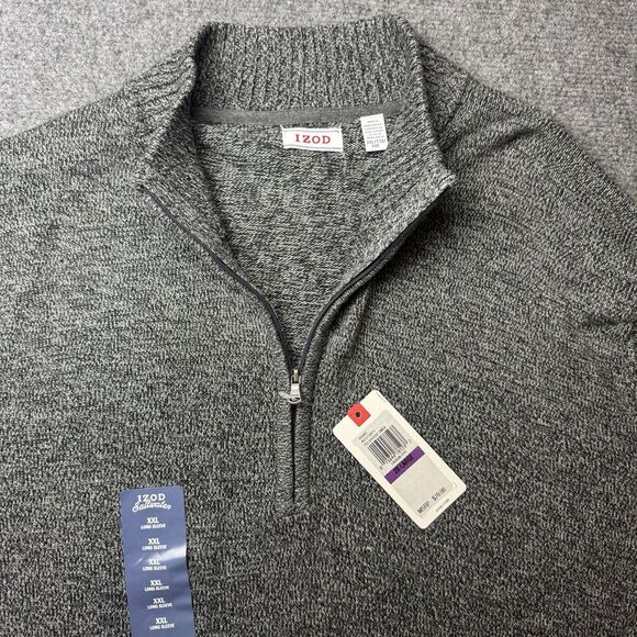 IZOD Other - NWT IZOD Fieldhouse 2X-Large Gray Carbon Pullover Knit Sweater 1/4 Zip